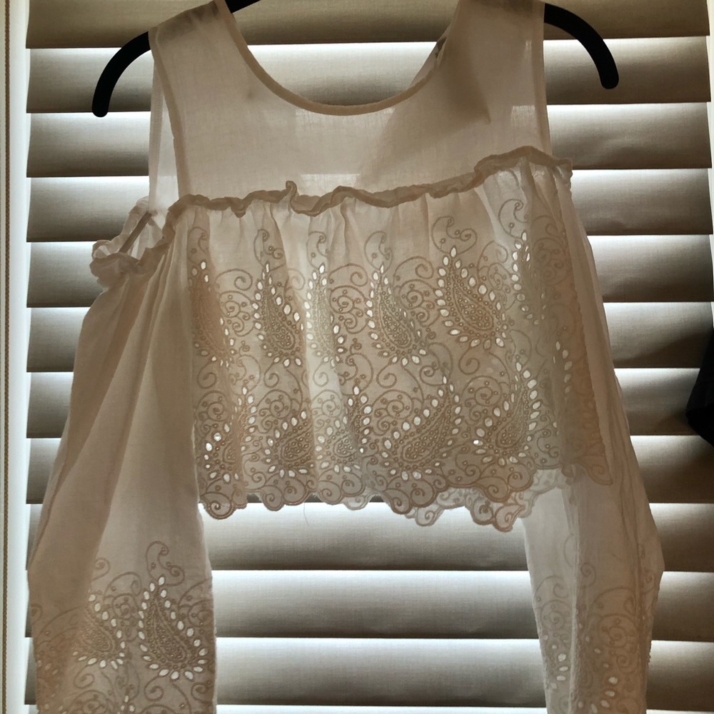 WHITE CROPPED DETAILED SHIRT - Picture 2 of 2